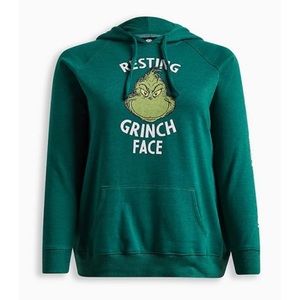 TORRID NWT RESTING GRINCH FACE COZY FLEECE HOODIE